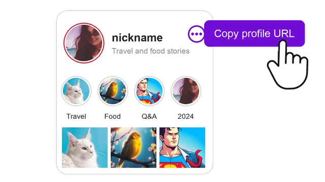 Copiare l'URL del profilo dal menu di Instagram