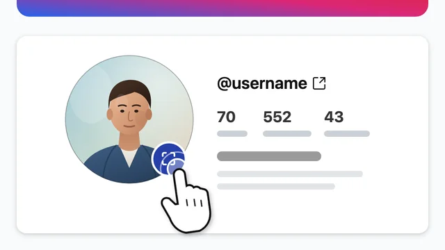 Nagłówek profilu z Instagrama w iGram z przyciskiem powiększenia na okrągłym zdjęciu